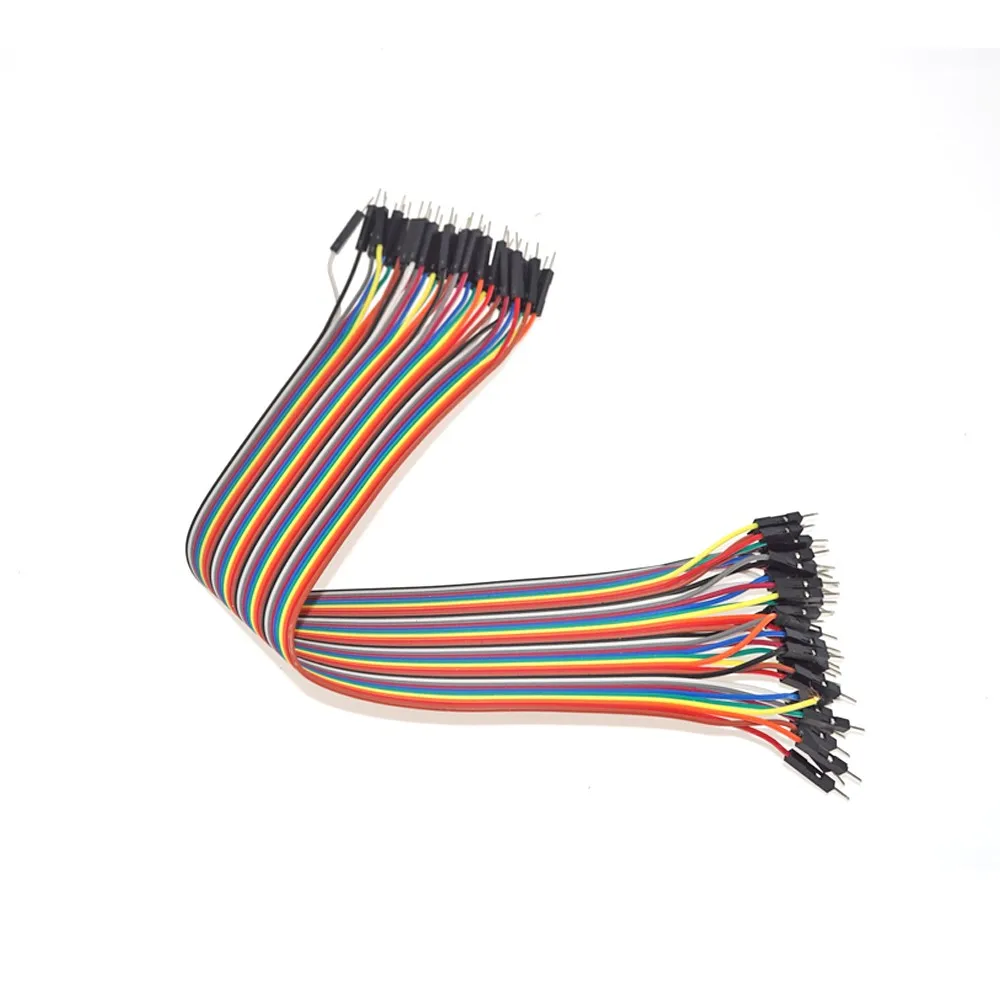 40Pin м/м кабель со штыревыми соединителями на обоих концах для подключения перемычек разноцветные Dupont провод 30 см 40 штифтов макет проводов