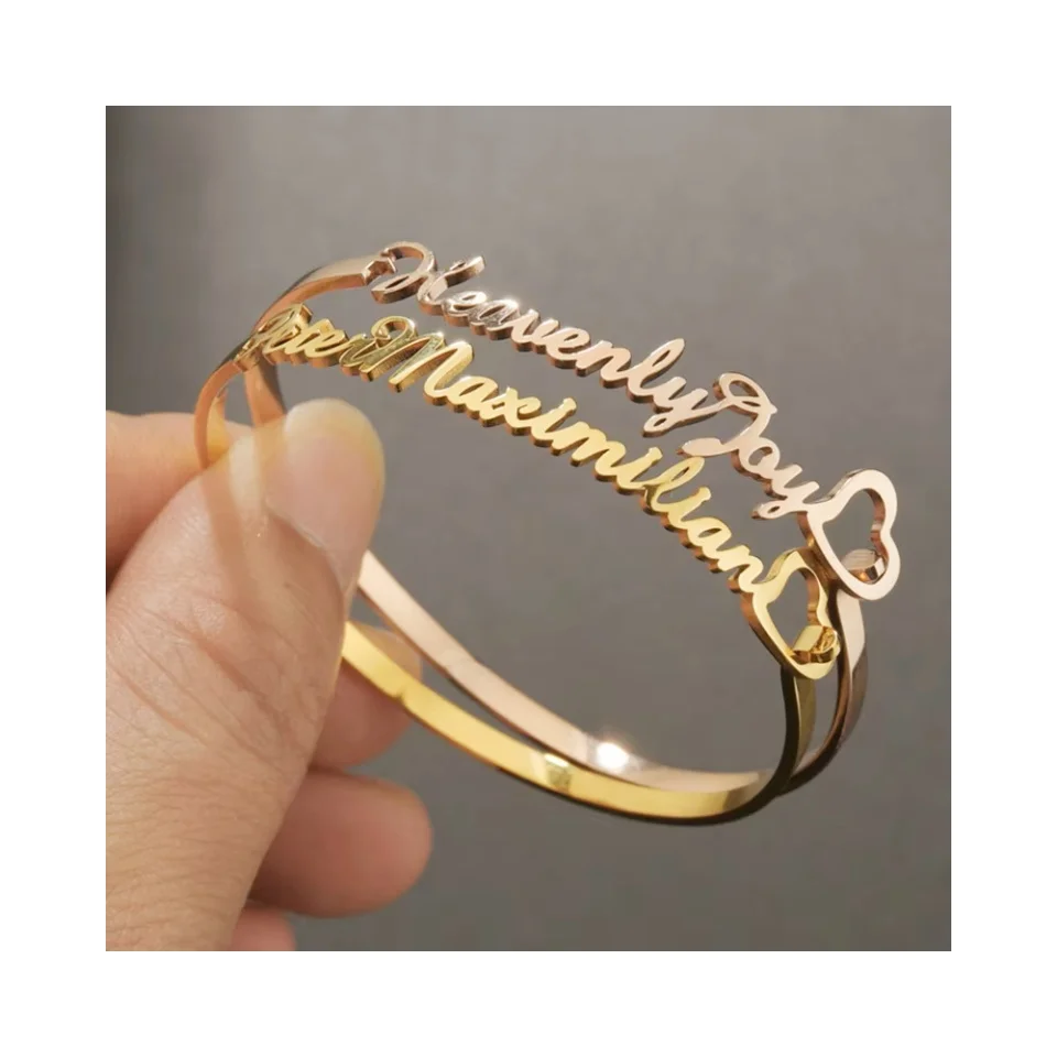DIY stainless steel English name bracelet personalized simple versatile love hollow titanium steel bracelet