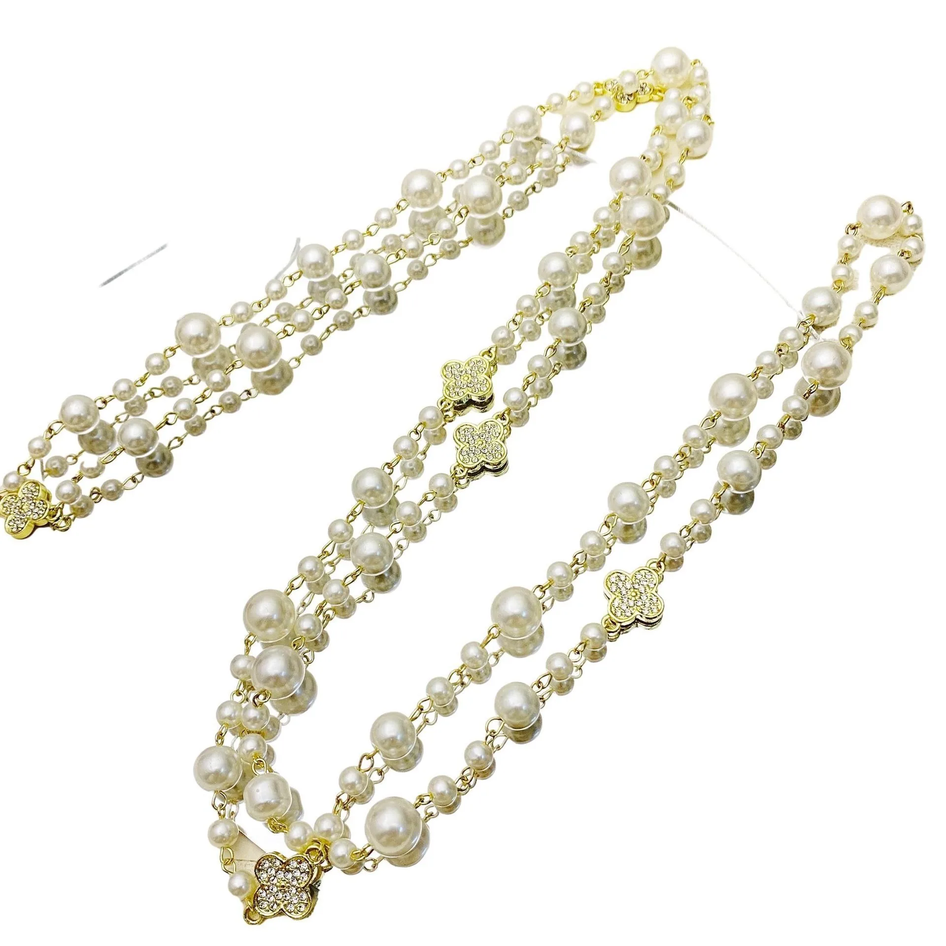 Wholesale White Pearl Cross  Freshwater Fresh Water Snake Chain Long Gold Sweater Chain Pearl Pendant Necklace