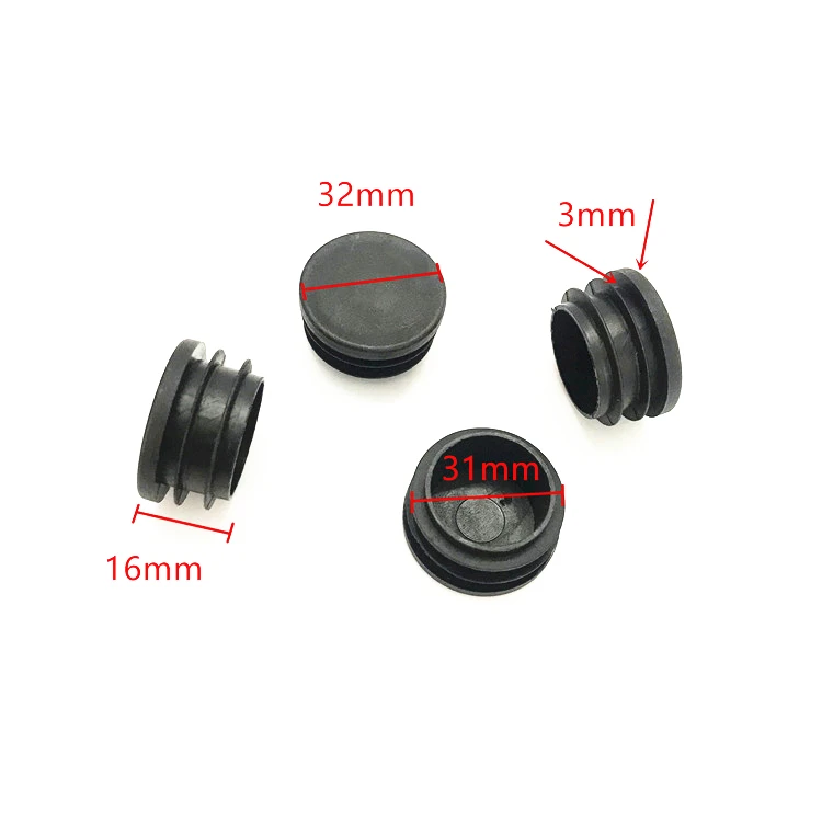 Custom Mixed Sizes Black Round Plastic Plugs, Glide Insert End for Chair Table Stool Leg, Tube Pipe Hole Plug Cover