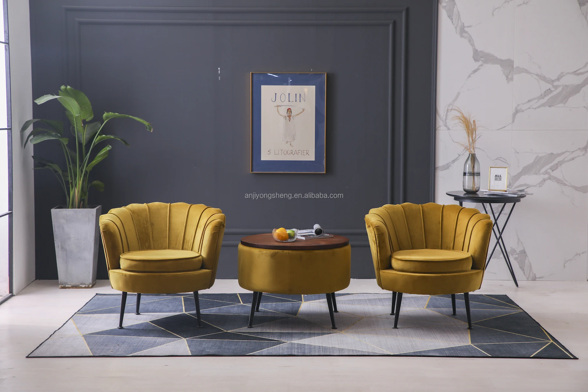 
Upholstered Dining Chair Simple Design Sofa Chair Fabric Frame Metal Living Room Modern Hot Sale Velvet Colorful Golden Seat Art 