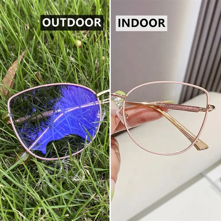 photochromic blue light glasses women female cat eye moissanite blingbling alloy black white photogrey antireflet photogray 2024