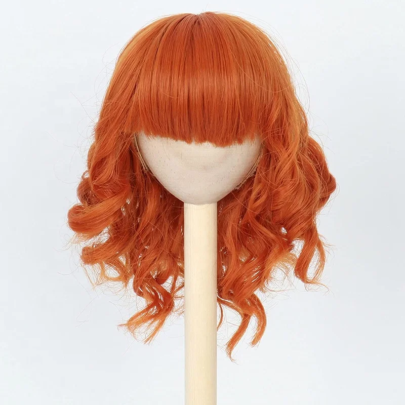 Long curly red wig vendor 6 inch bjd doll wigs heat resistant synthetic fiber hair wigs for doll 1/6 with bangs