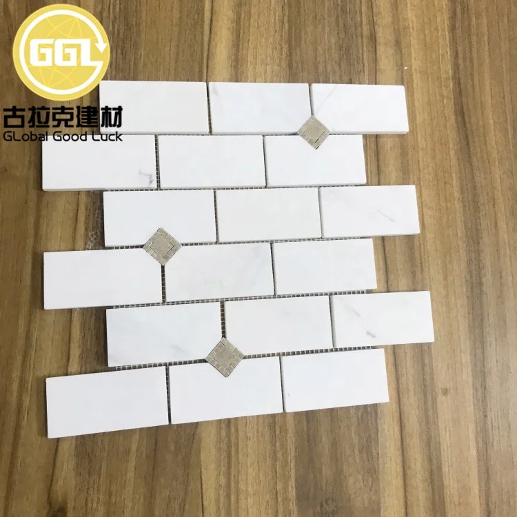 Nature Stone Mosaic Tile Brick Shape Wall Tiles in 2x4 ' White Tiles