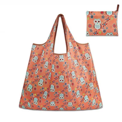 Eco Friendly Bag Reusable Nylon Foldable Shopping Bag With Pouch Polyester