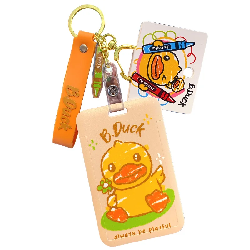 Baimao genuine b.duck little yellow duck card cover keychain campus card protective cover bus subway card sleeve pendant