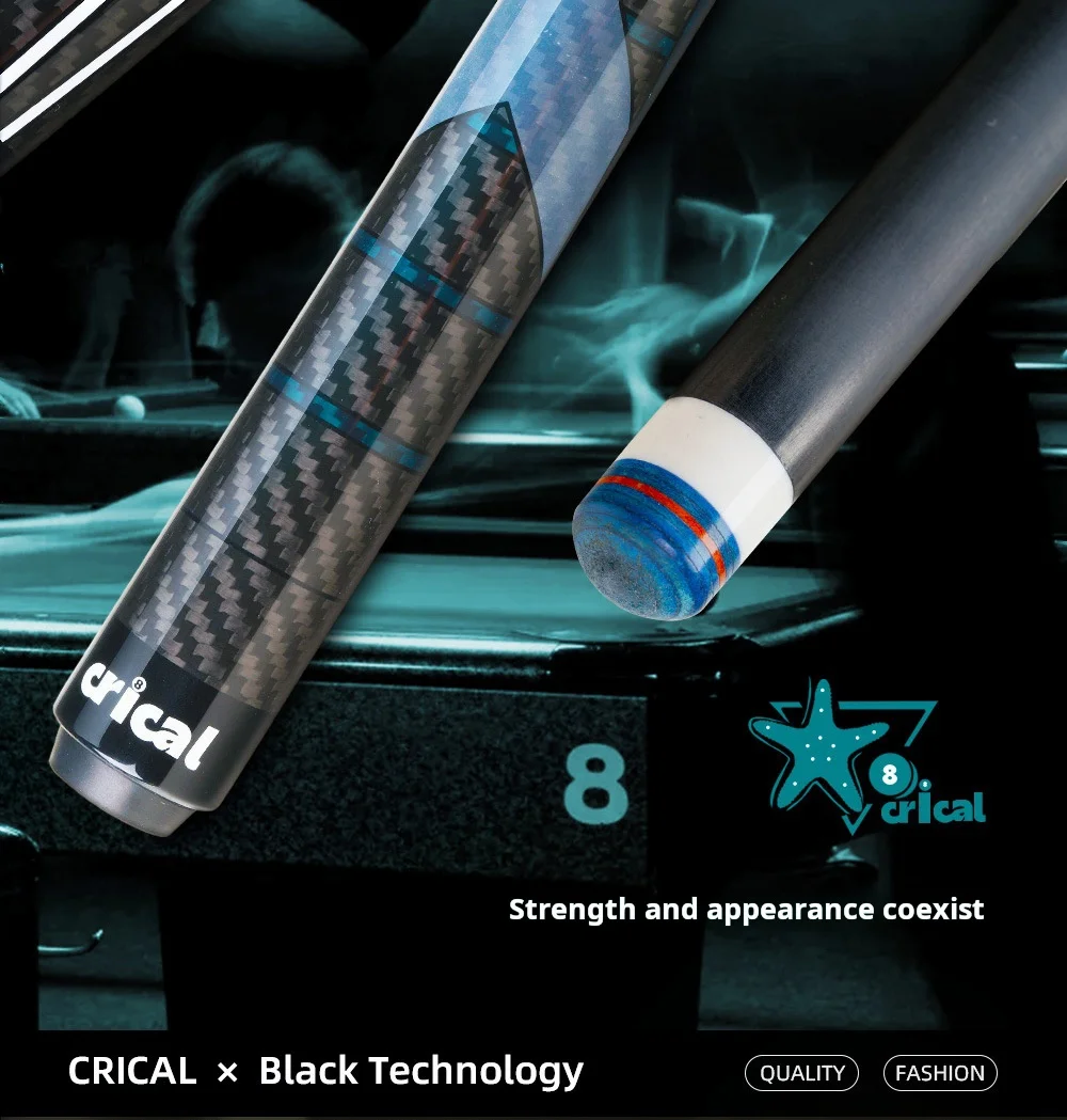 CRICAL carbon fiber pool cue CL-01 black technology split 1/2 hit the black eight or nine ball Chinese style private rod