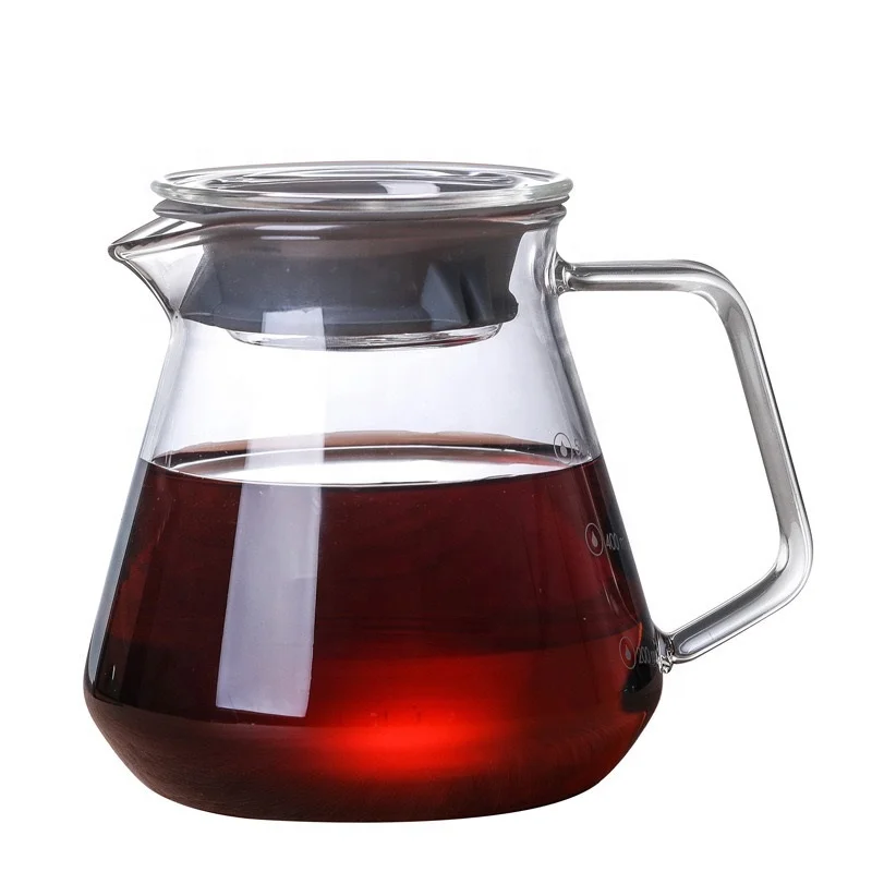 600ml Glass Carafe with Handle Manual Pour Over Coffee Beaker and Tea Steeper Borosilicate Glass Decanter Clear Coffee Pot