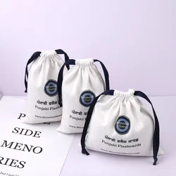 Wholesale Cotton Linen Nail Polish Storage Cosmetic Drawstring Bag Custom Logo Cream Linen Cotton Gift Pouch