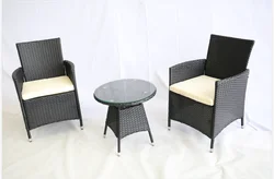 Three-piece rattan chair tea table single household leisure balcony small table and chair simple combination