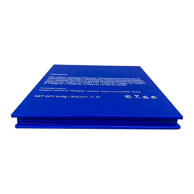 wholesale custom logo Blue 9 color magnetic empty mirror makeup eyeshadow palette box private label shining matte glossy