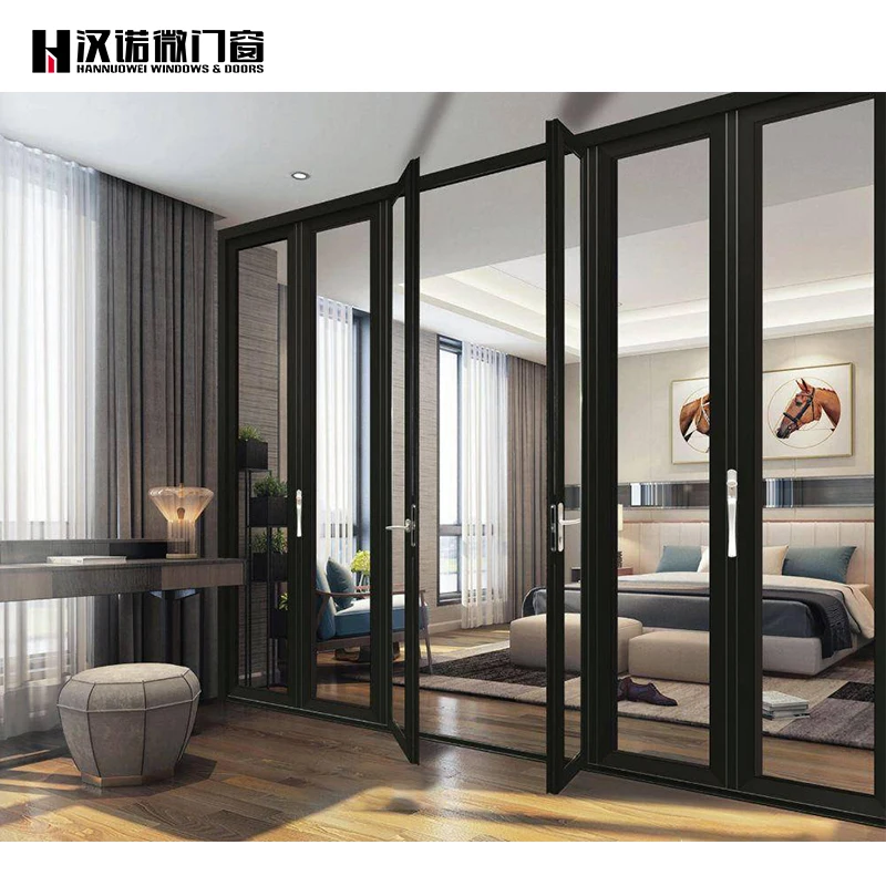 Aluminum alloy folding door is extremely kitchen balcony living room shop car wash room hanging rail glass door partition