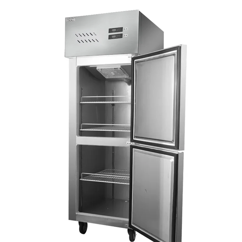 Commercial 2 Doors Upright Cooling Fridge 400L Vertical Cooler Refrigerator
