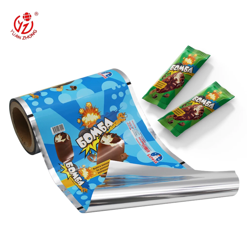 Китайский поставщик, индивидуальная печать, автоматическая упаковка, гибкая пищевая упаковка, рулон материалов, запас пластиковой пленки для мороженого