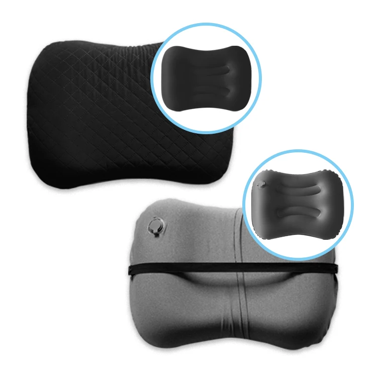 Waterproof Airplane Camping Sleeping Pillow Soft Micro Fiber Travel Foldable Inflatable Pillow With Pillow Case