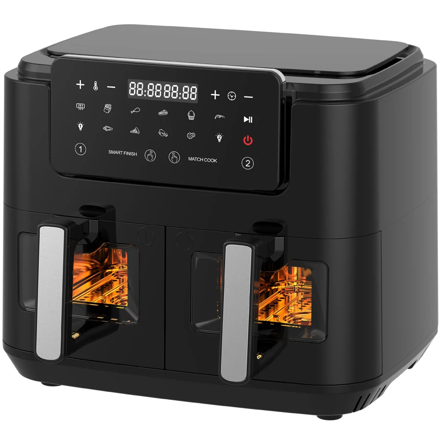 Professional Factory Detachable Container Airy Oven Electric Control Oil Free Air Fryer For Home Dual Pot