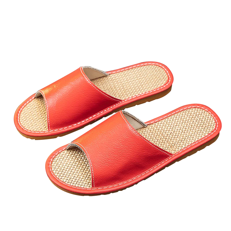 Hot Sale Linen Toe Slippers For Men Free Shipping Leather Summer Slippers For Men And Women House Shoes slippers
