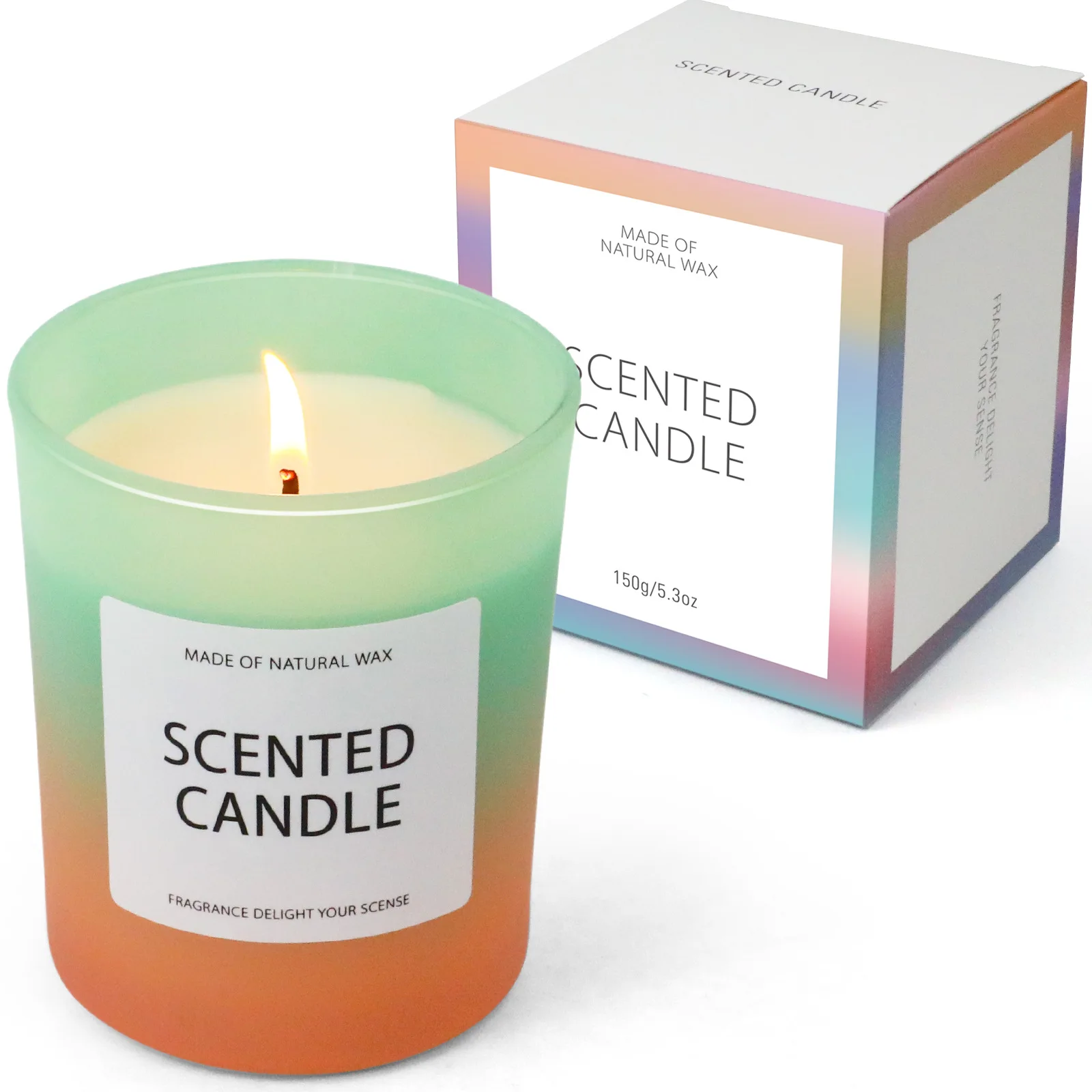 2022 New product decorative soy wax Organic Vanilla Lavender Fragrance scented candle in colorful glass jar tin gift box