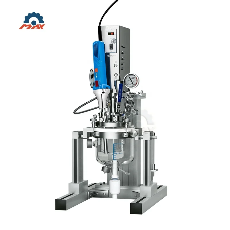1/2L vacuum mixing homogeneous glass reactor emulsification machine reactor laboratory
