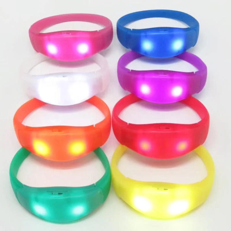 Sound Activated Remote Silicone Light LED Bracelet Custom Logo DMX Controlled LED Wristband For Events