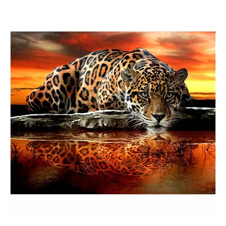 Leopard animals diy painting by numbers kit acrylic picture wall art canvas hand paint by numbers home decor unique gift 40x50cm