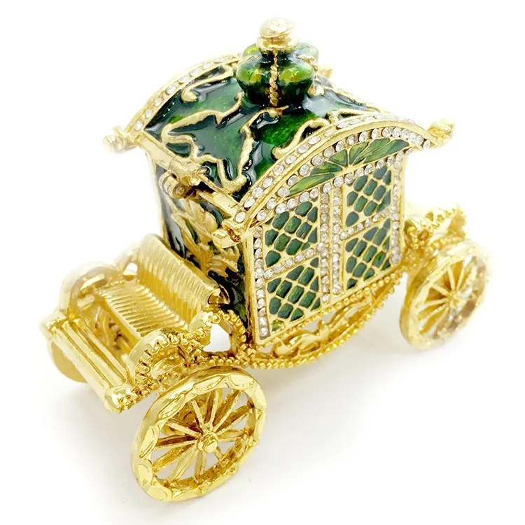 2020 Gold carriage trinket box wedding jewely ring box bejeweled trinket box bling crystal jewelry birthday gifts