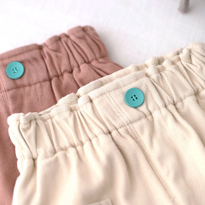 
Solid color autumn full-length 1-3-year old baby trousers unisex comfortable fabric baby trousers 