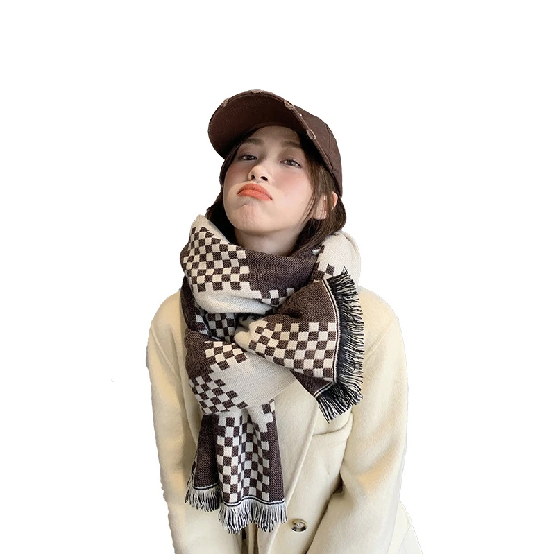 Роскошный 24209 шт. Британский клетчатый шарф Женская Корейская версия для осени и зимы темпераментный, универсальный средний и длинный стиль