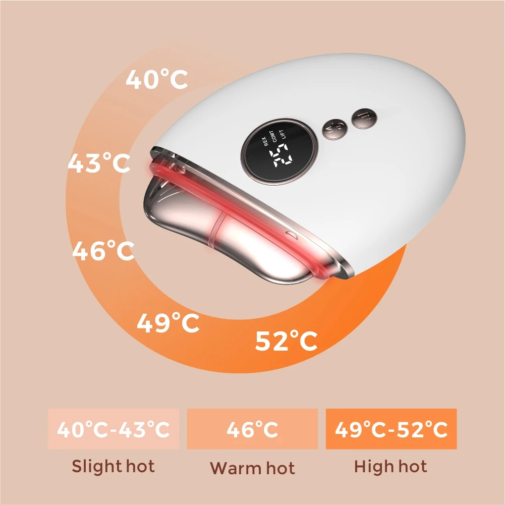 Electric EMS Micro-Current Gua Sha Vibrate Heated Scraping Lifting 5 Levels Vibration Facial Neck Massager