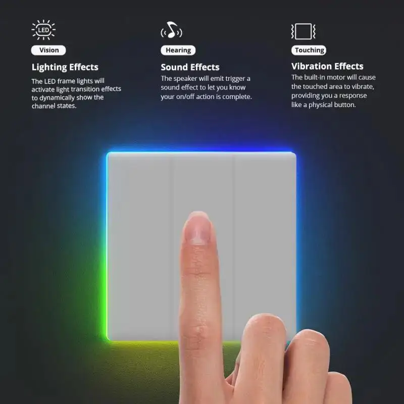 SONOFF T5 Wi-Fi Smart Wall Switch 120 Type Full Touch Access LED Light Multi-Sensory eWeLink Remote Control via Alexa Google