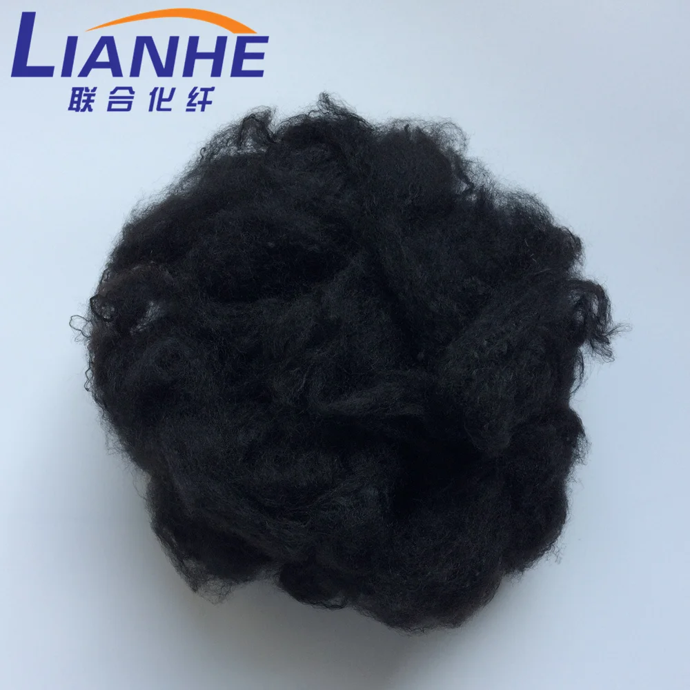 black psf 1.4d 38mm recycled polyester staple fiber fibre high tenacity 4.8CN/DTEX