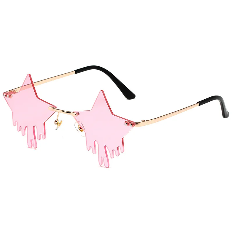 New five-pointed star water drop shape rimless cut edge sunglasses dance tears funny cross-border foreign trade glasses