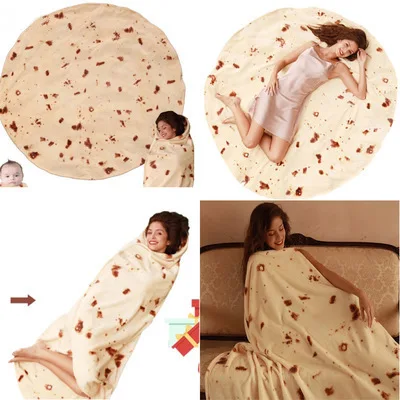 Amazon Лидер продаж супер мягкая флисовая круглая обертка Tortilla Pizza Burrito детские одеяла фланелевые