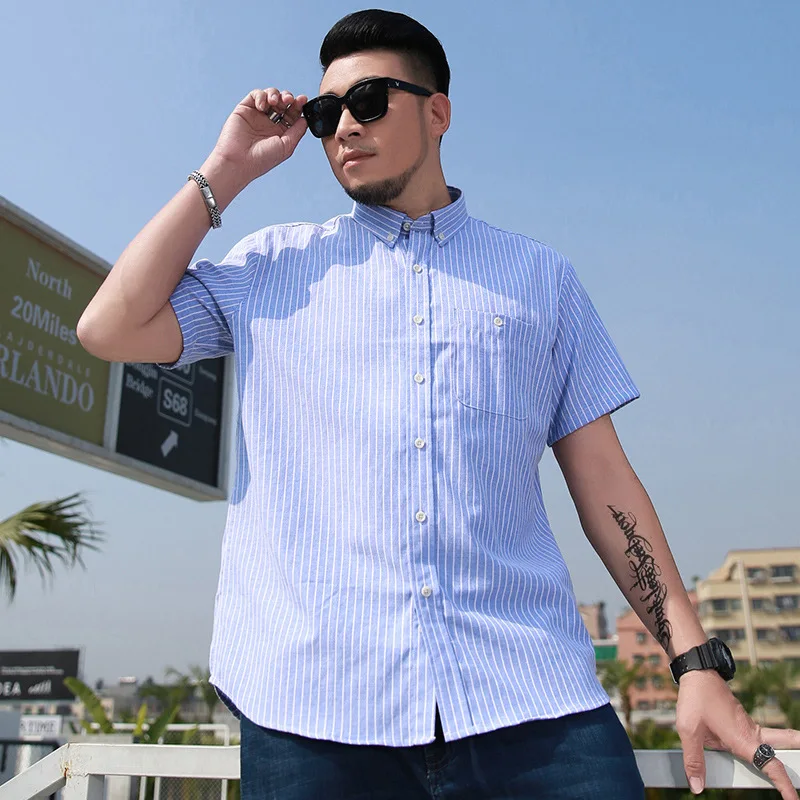 2023 мужская летняя новая рубашка с коротким рукавом деловая в полоску fat brother fashion casual