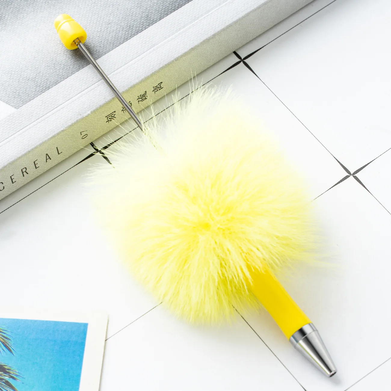 BSBH Multicolor Ballpoint Pen Creative Feather Plastic Ballpoint Pen Decorative Diy Beads Ballpoint Pens Wholesale Gift