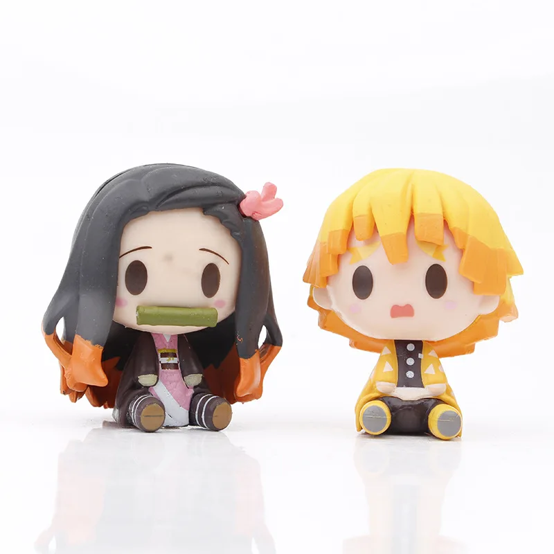 2021 Demon Slayer Q Version 4pcs/set PVC Anime Figure Toy 5CM Kimetsu No Yaiba Action Figure Kamado Tanjirou PVC Doll Model Toys