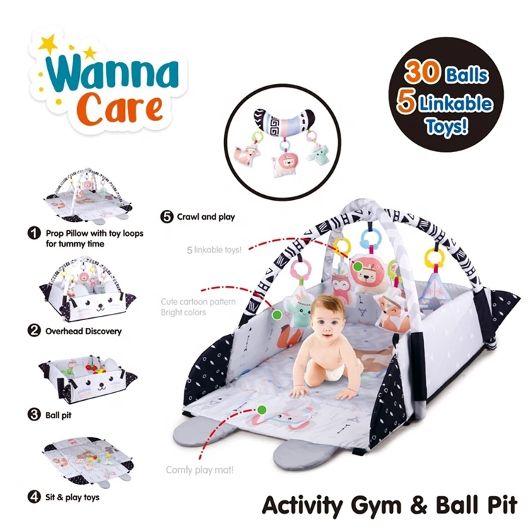 5 In 1 Baby Crawling Play Game Mat Soft Baby Toys 0 24 Months Toddler Educational Baby Ball Pit Mat With 30 Balls
