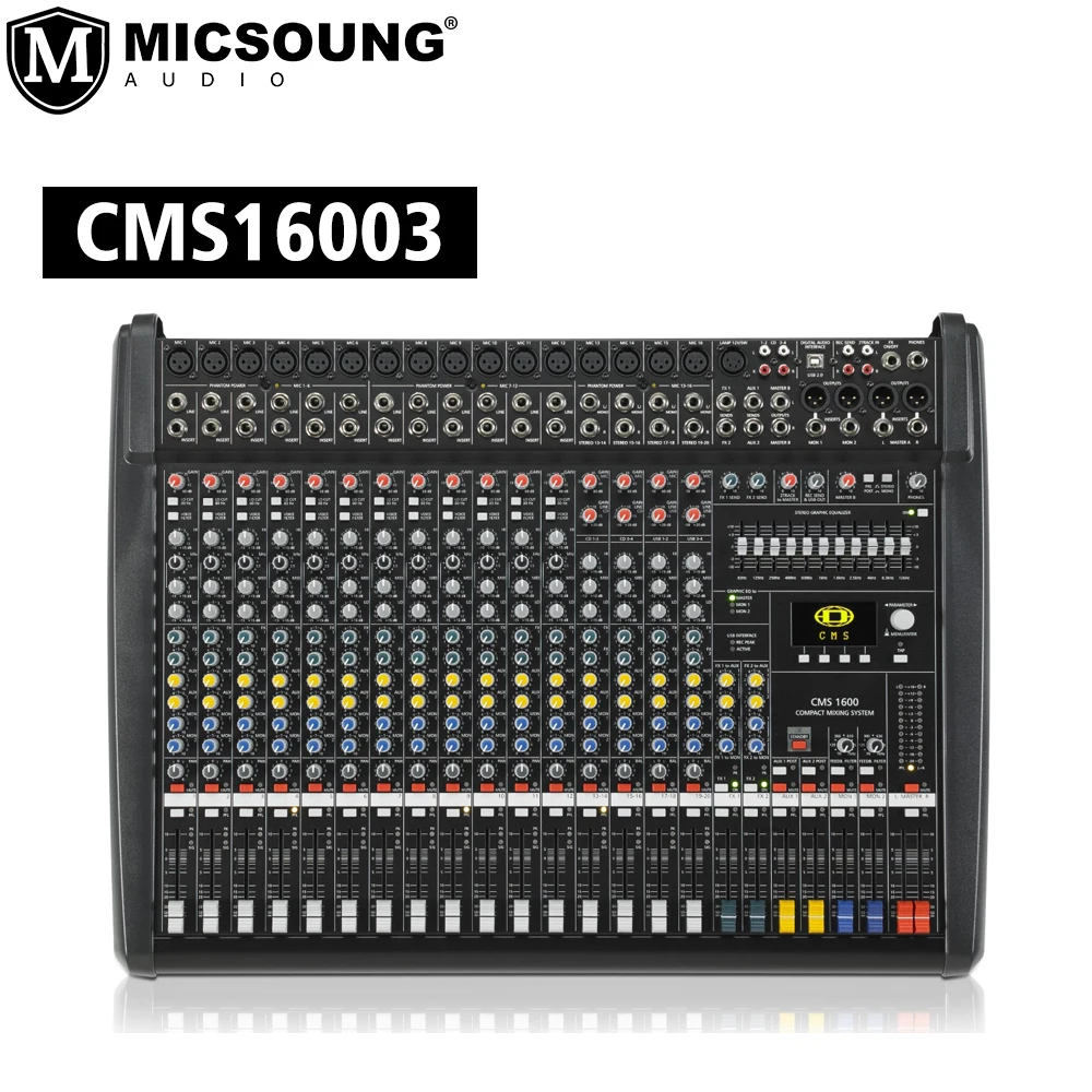 CMS 16003 16 Channel Professional Audio Mixer DJ Audio Console CMS1600-3 with DSP Effects
