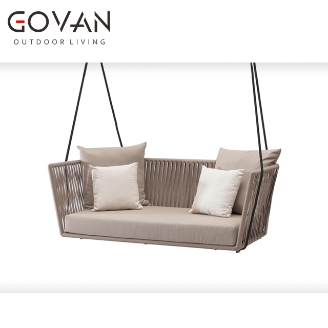 
Aluminium frame romantic garden belt rope canopy hanging chair outdoor swing sofa 