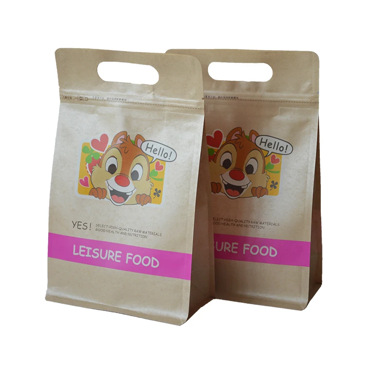 Compostable Mylar & Aluminum Foil Flat/Box Bottom Stand Up Zip Lock Pouch Custom Paper Bags For Packaging With Your Own Logo