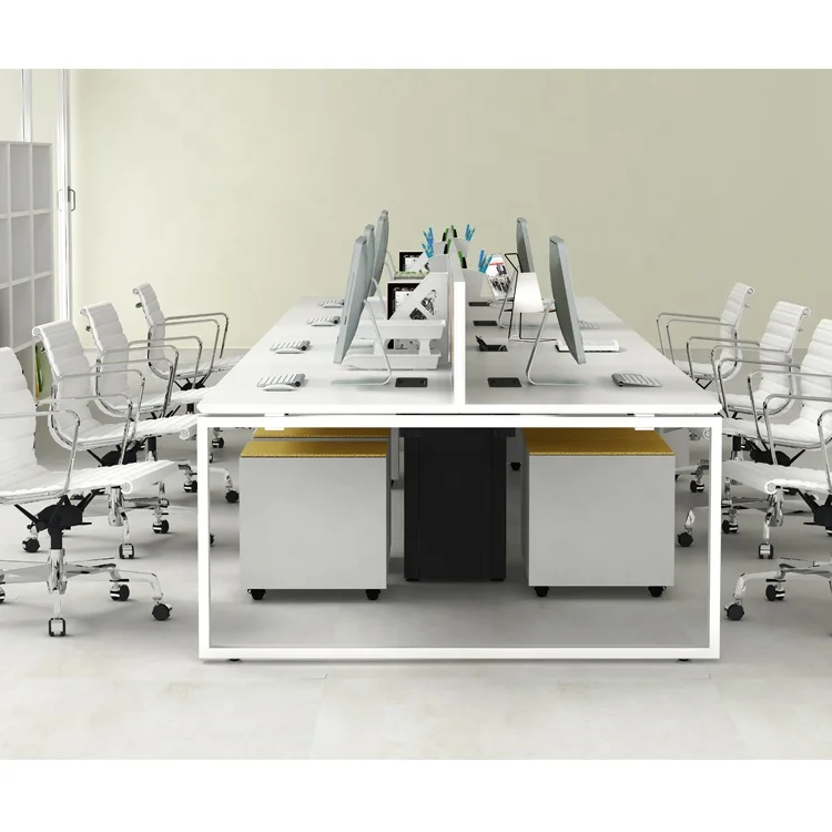 Table Bureau Coworking Workstation Desk White Metal Office Furniture Desk