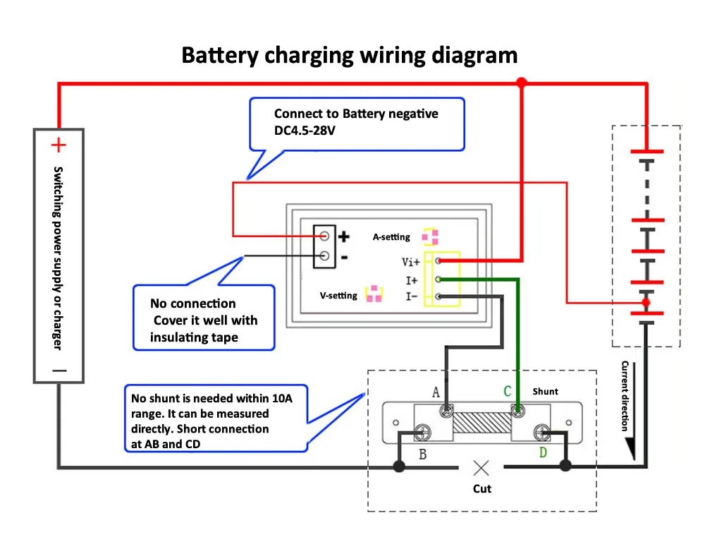 0.28 inch 3 digits DC 0-300V 10A Voltmeter Ammeter Red Blue Volt Amp Meter Gauge Dual Digital LED Display for car motorcycle
