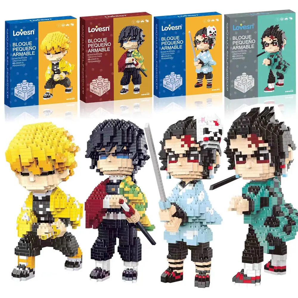 Anime Children s Building Block Set - Tanjirou Nezuko Zenitsu Kyoujurou Building Toys Kids Gift