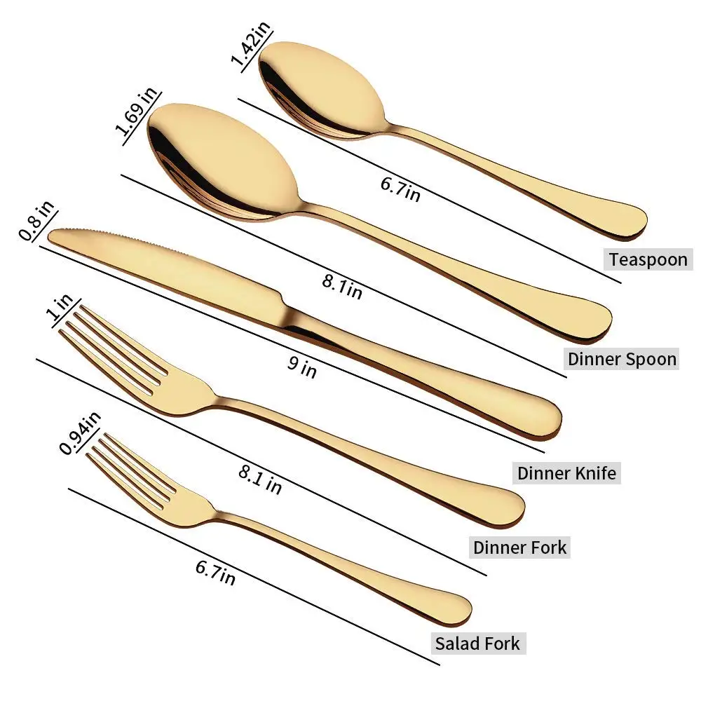 High Quality Gold Silverware Set 20pcs Stainless Steel Flatware Cutlery Set Service  flatware Set wedding gift