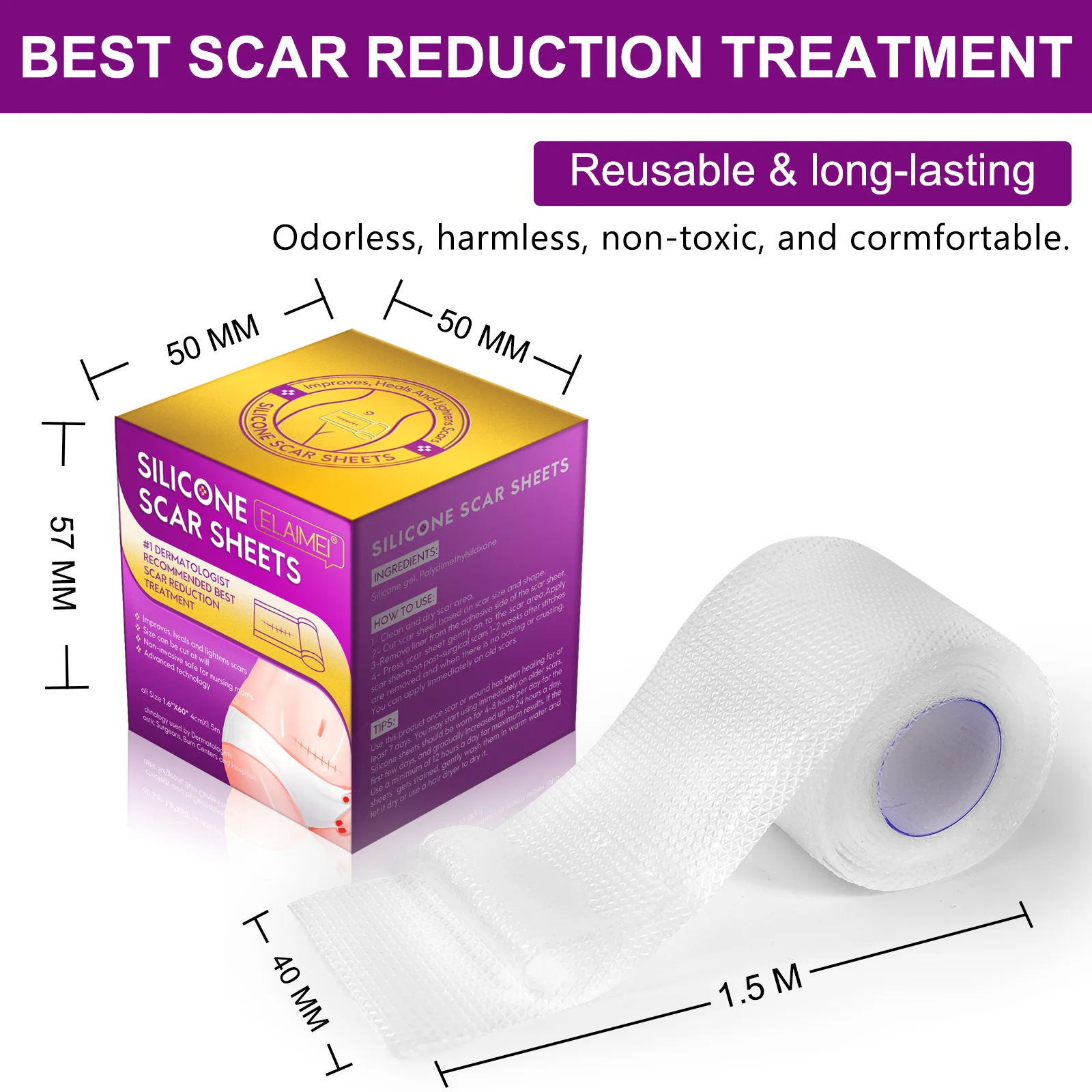 High Quality Removal Repairing Plaster Silicone Scar Reduction Sheets 1.5m Comfortable Invisible Transparent Patch