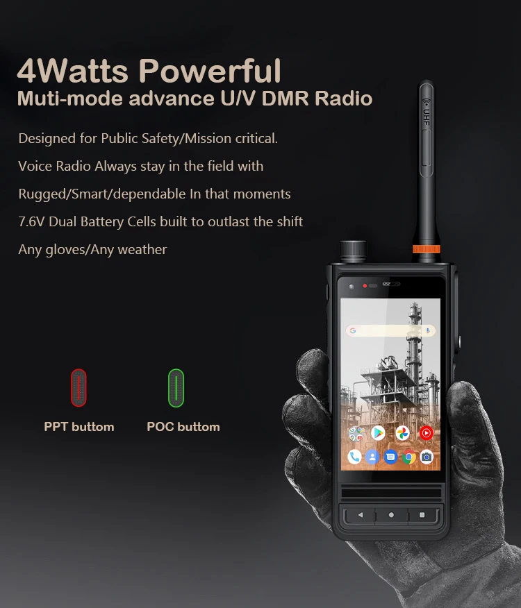 4G Professional Walkie Talkie Mobile Gsm Phone Digital  Headset Sim Card 2 Two way 4 Watts VHF/UHF Dual Band Dmr Radio