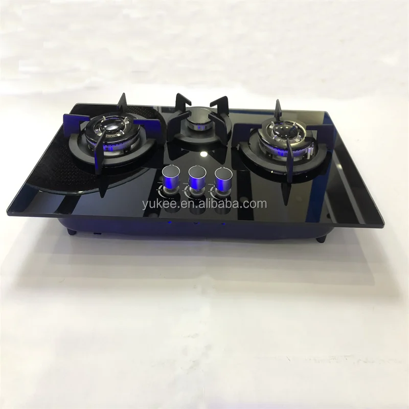 Chinese factory best sell type tempered glass triple burner gas stove Gas Hob Gas Cooktops