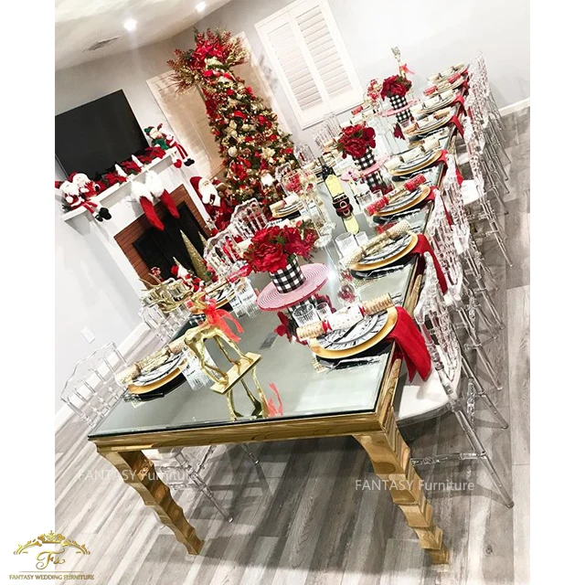 Wholesale event stainless steel rectangle mirror table for wedding