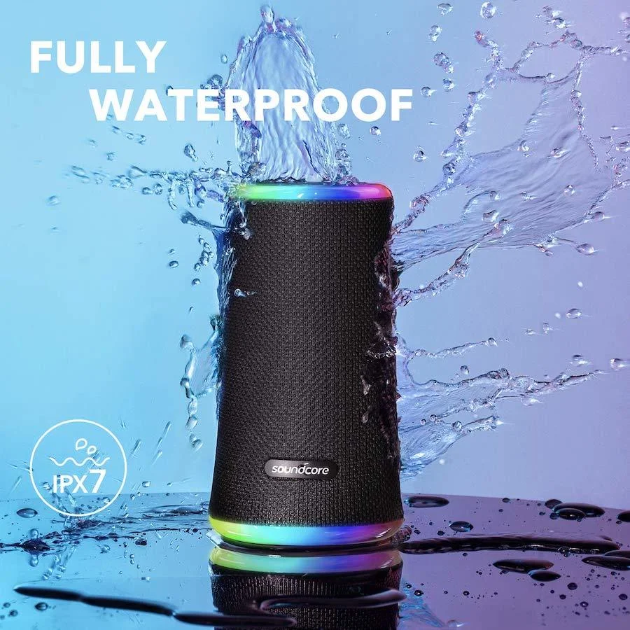 Для Anker Soundcore Flare 2 Портативный 360 динамик со всеми-круглый звук усиленных басов и окружающей среды СВЕТОДИОДНЫЙ свет IPX7 из водонепроницаемого материала