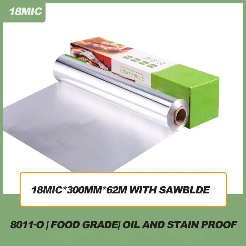 Manufacturer Household 60m 30cm 0.014  0.016mm Aluminum Foil Small Roll For Cooking Barbecue Aluminum Foil Food Wrapping Paper